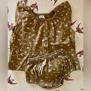 Jamie Kay Olive Floral Ruffle Top & Bloomers Set